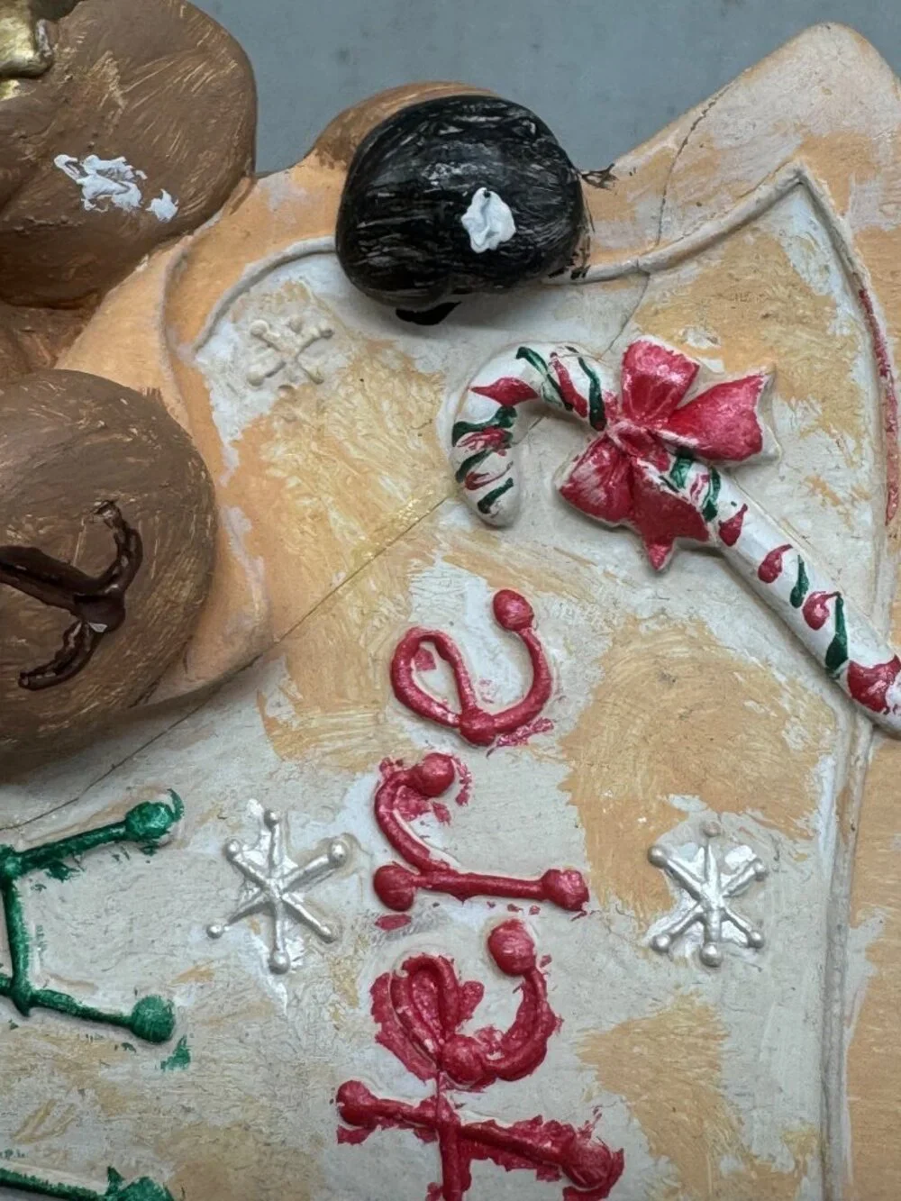 Christmas Santa Stops Here Hanging Holiday Decoration Hand Painted READ